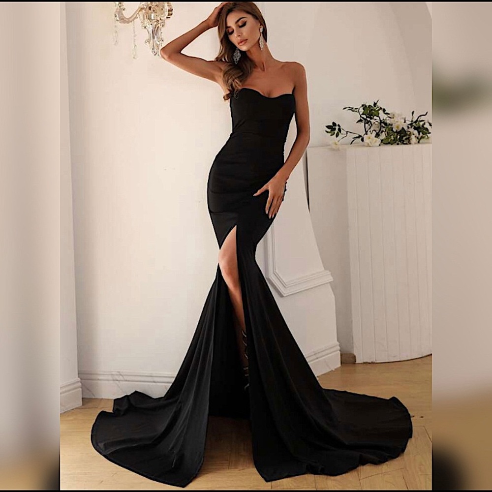 NEW Mermaid Split Hem Floor Length Tube Dress